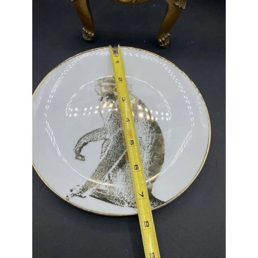 Z Gallerie Safari 7.5” Plate Porcelain Golden Monkey Vintage
